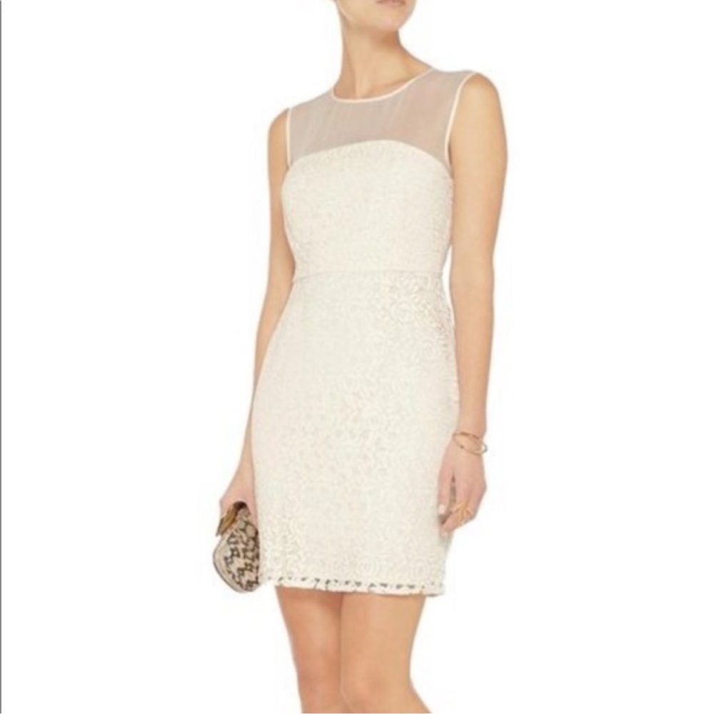 DVF Nisha Dress Sleeveless White Lace Size 14 NEW